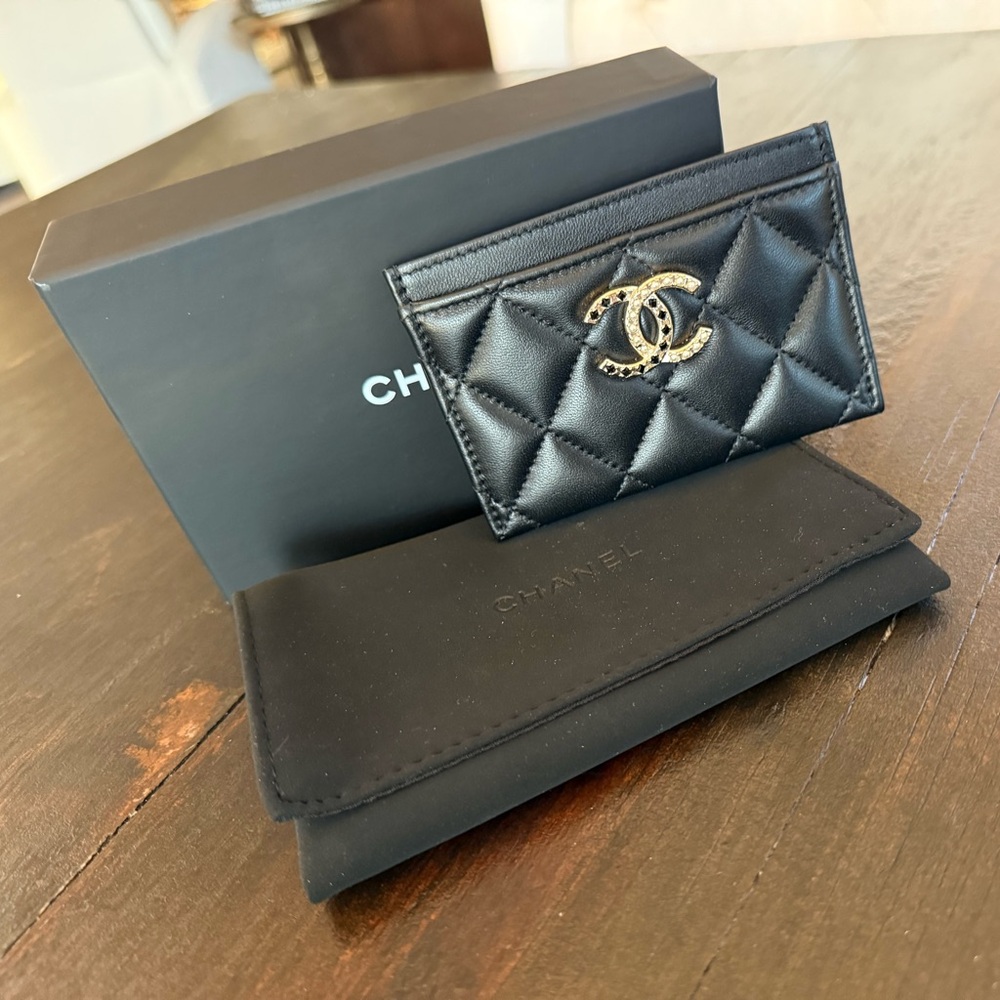 Chanel Card Holder in Black Lambskin